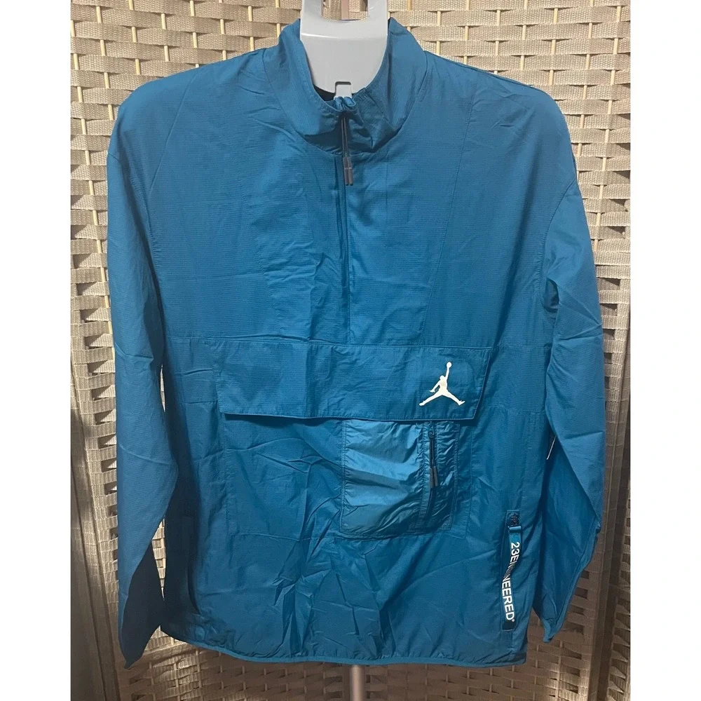 Jordan 23 Engineered Mens Teal Blue Ripstop Quarter Zip Windbreaker Jacket M
